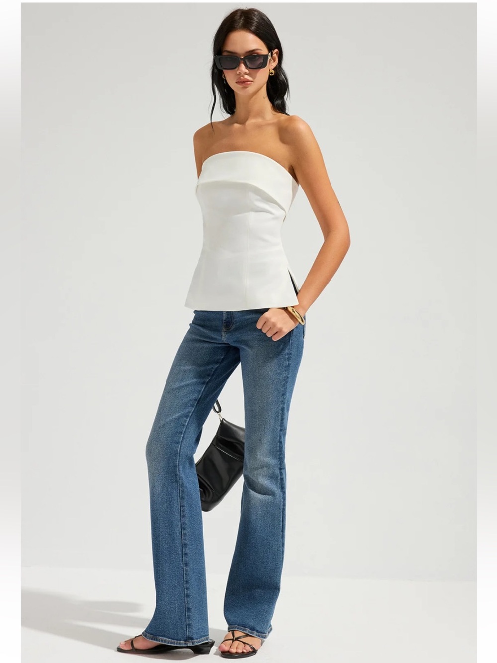 Commense Strapless Foldover Side Slit Tube Top Size Small NWT